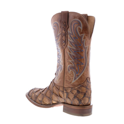 Tony Lama Everett Pirarucu Made In USA Mens Brown Cowboy Western Boots