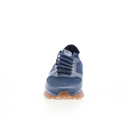 Di Bianco Forza Mens Blue Leather Lace Up Lifestyle Sneakers Shoes
