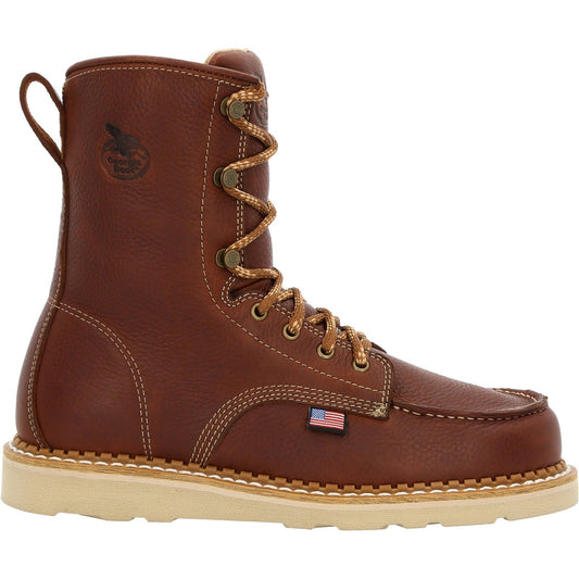 Georgia Boot Wedge Moc Toe GB00480 Mens Brown Leather Work & Safety Boots