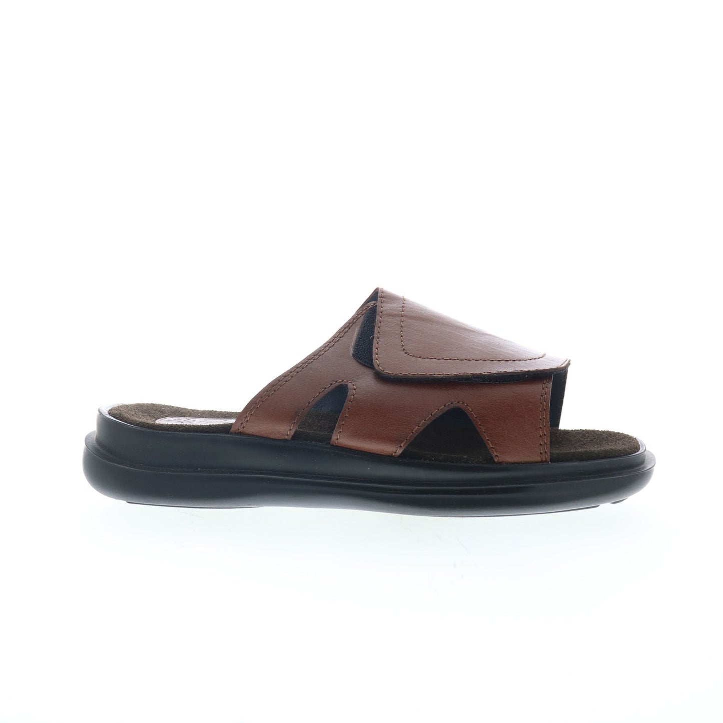 Hitchcock Wide Strap Mens Brown Extra Extra Wide 5E Slides Sandals Shoes