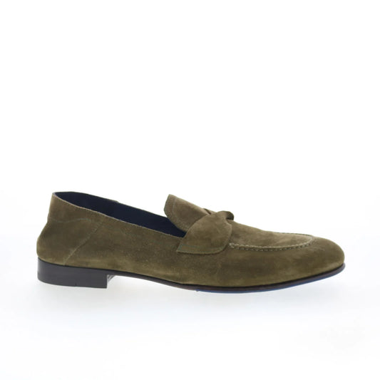 Di Bianco Loreto Mens Green Suede Slip On Loafers & Slip Ons Penny Shoes