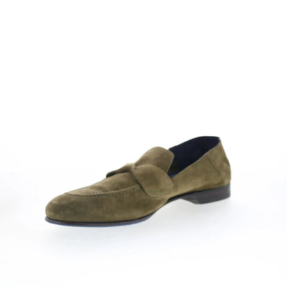 Di Bianco Loreto Mens Green Suede Slip On Loafers & Slip Ons Penny Shoes