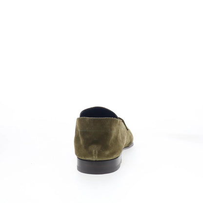 Di Bianco Loreto Mens Green Suede Slip On Loafers & Slip Ons Penny Shoes