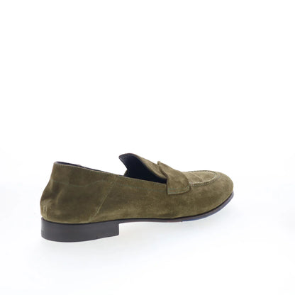 Di Bianco Loreto Mens Green Suede Slip On Loafers & Slip Ons Penny Shoes