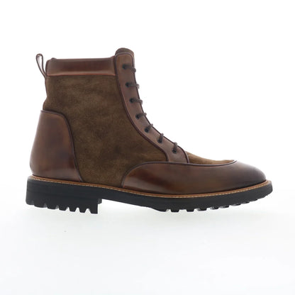 Pastori by Di Bianco Macrinus Mens Brown Leather Lace Up Casual Dress Boots