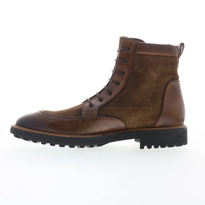 Pastori by Di Bianco Macrinus Mens Brown Leather Lace Up Casual Dress Boots