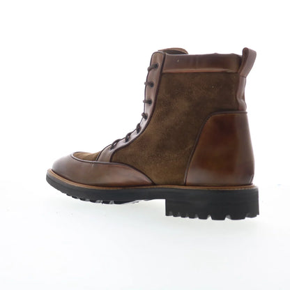 Pastori by Di Bianco Macrinus Mens Brown Leather Lace Up Casual Dress Boots