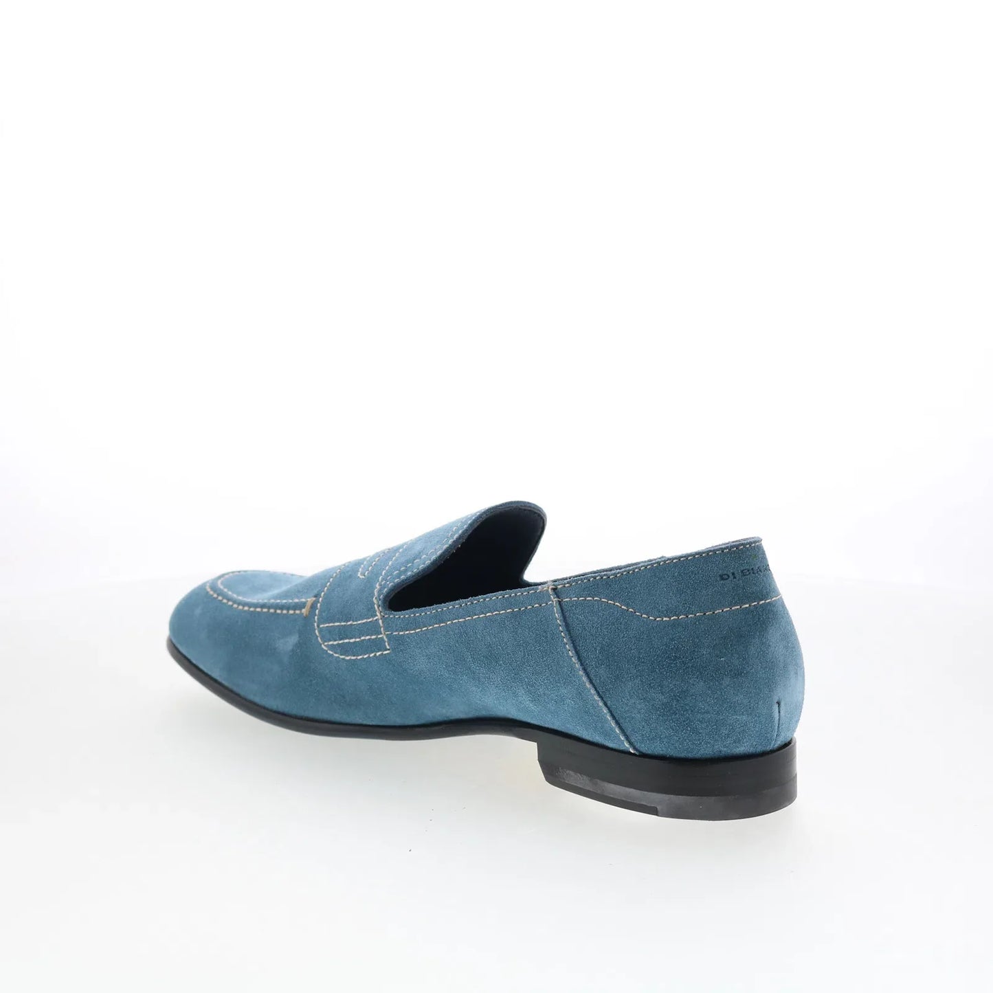 Di Bianco Nerano Mens Blue Suede Slip On Loafers & Slip Ons Penny Shoes