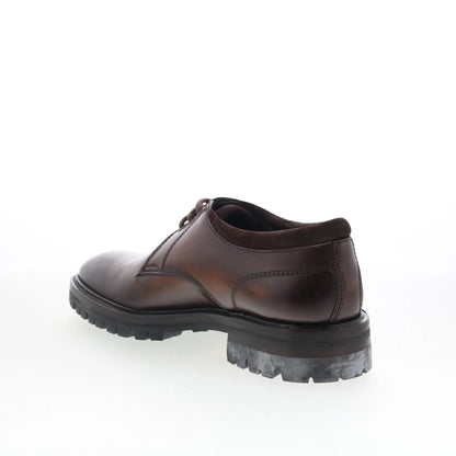 Di Bianco Prato Mens Brown Leather Lace Up Oxfords & Lace Ups Plain Toe Shoes