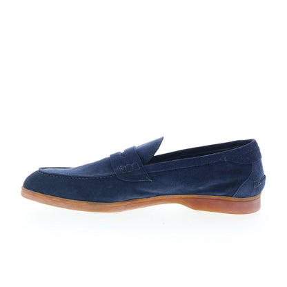 Di Bianco Procida Mens Blue Suede Slip On Loafers & Slip Ons Penny Shoes