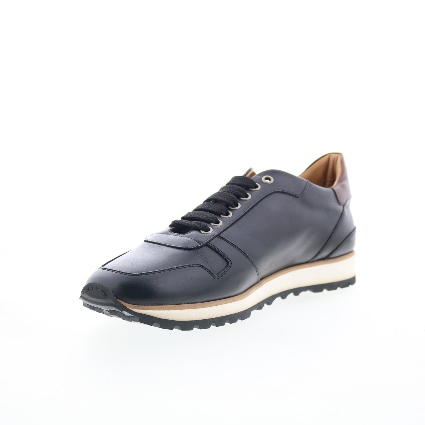 Di Bianco SB308 Mens Black Leather Lace Up Lifestyle Sneakers Shoes