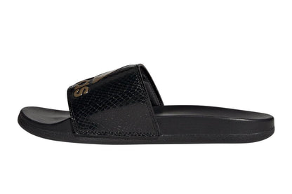 Adilette Comfort Slides Women's :Core Black | Gold Metallic