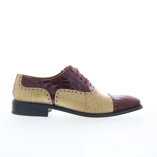 Ferrini Alligator 203 528 Mens Burgundy Oxfords & Lace Ups Cap Toe Shoes