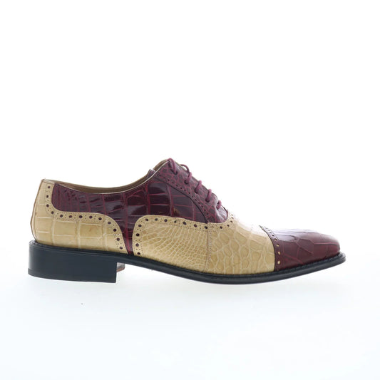 Ferrini Alligator 203 528 Mens Burgundy Oxfords & Lace Ups Cap Toe Shoes