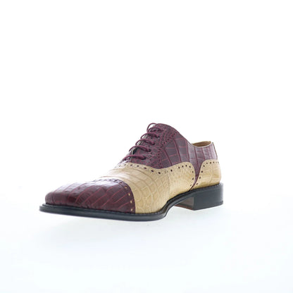 Ferrini Alligator 203 528 Mens Burgundy Oxfords & Lace Ups Cap Toe Shoes