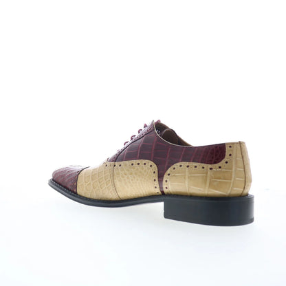 Ferrini Alligator 203 528 Mens Burgundy Oxfords & Lace Ups Cap Toe Shoes