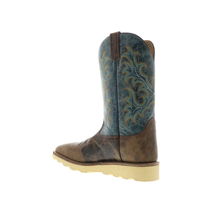 Jama Old West BSM1901 Mens Brown Wide Leather Slip On Cowboy Western Boots