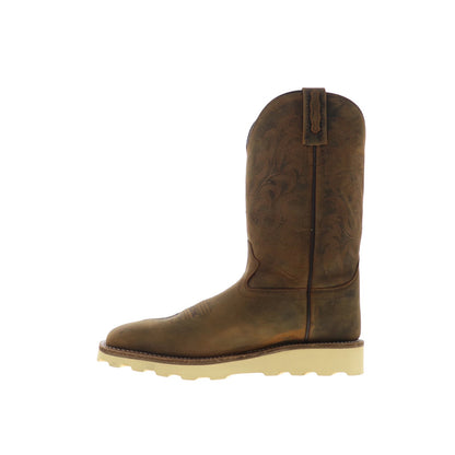 Jama Old West BSM1904 Mens Brown Nubuck Slip On Cowboy Western Boots