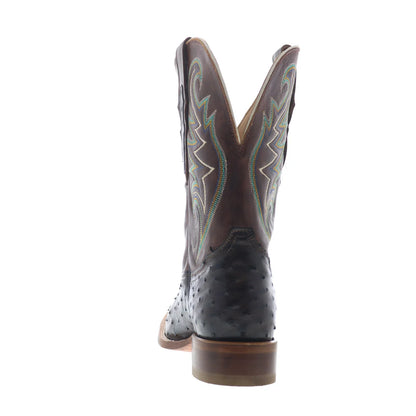 Tony Lama Foster Full Quill Ostrich Made In USA Mens Black Wide Western Boots