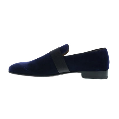 Pastori by Di Bianco Galba Velvet Mens Blue Loafers & Slip Ons Casual Shoes