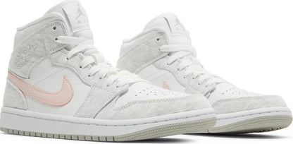 Nike Womens Air Jordan 1 Mid SE Sneakers - 'White Light Iron Ore'