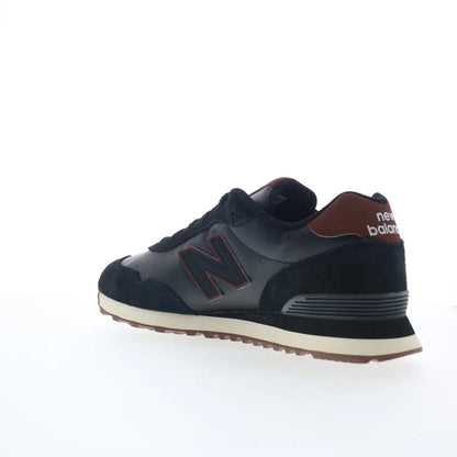 New Balance 515 ML515ADB Mens Black Leather Lace Up Lifestyle Sneakers Shoes