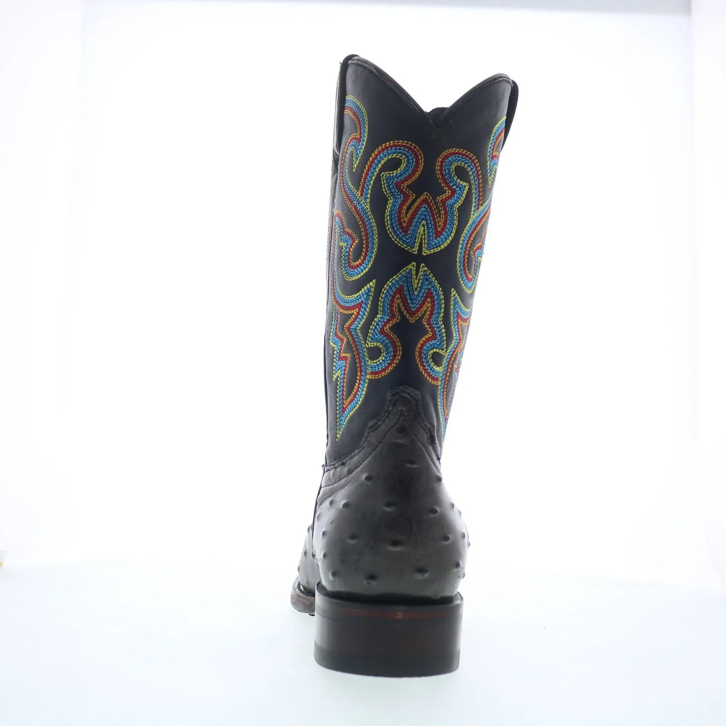 Dingo Ranger Ostrich Print Leather Mens Black Extra Wide Western Boots