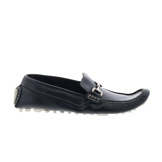 RD Company RD79 Mens Black Leather Slip On Loafers & Slip Ons Moccasin Shoes