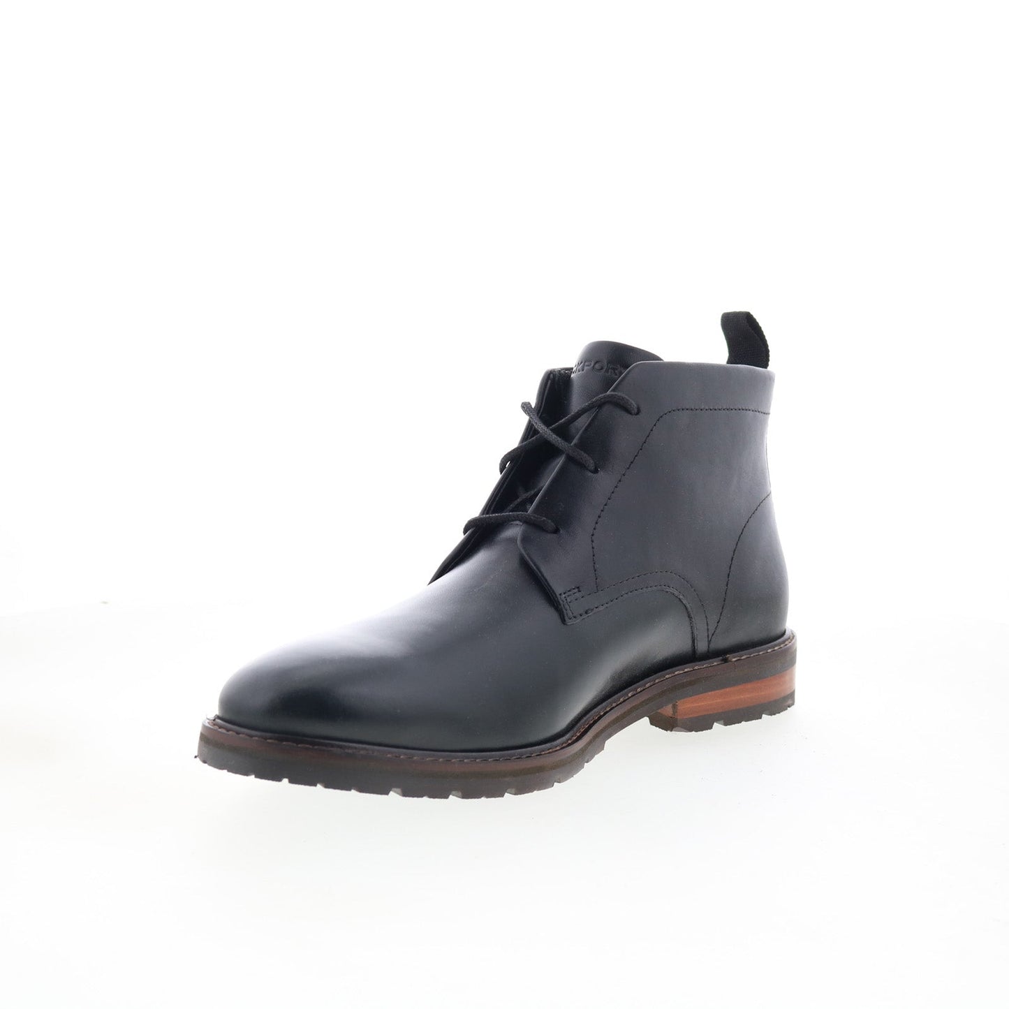 Rockport Caspe RMCASPE Mens Black Wide Leather Lace Up Chukkas Boots