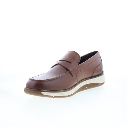 Rockport Liam RMLIAM Mens Brown Wide Leather Loafers & Slip Ons Penny Shoes