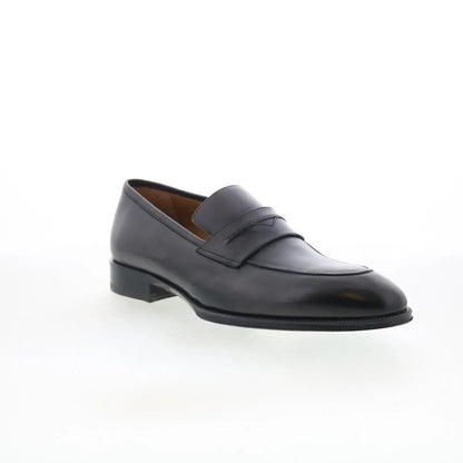 Pastori by Di Bianco Titus Mens Gray Leather Loafers & Slip Ons Penny Shoes