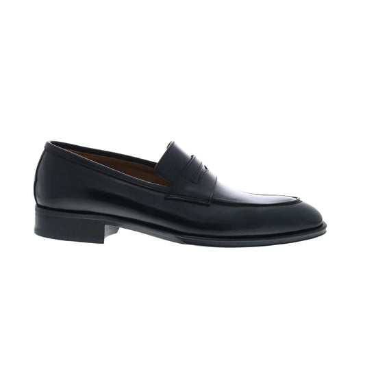 Pastori by Di Bianco Titus Mens Black Leather Loafers & Slip Ons Penny Shoes