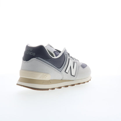 New Balance 574 U57418X Mens Gray Leather Lace Up Lifestyle Sneakers Shoes