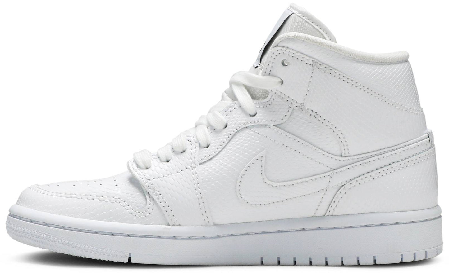 Nike Womens Air Jordan 1 Mid Sneakers - 'White Snakeskin'