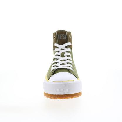 Diesel S-Principia Mid Mens Green Canvas Lace Up Lifestyle Sneakers Shoes