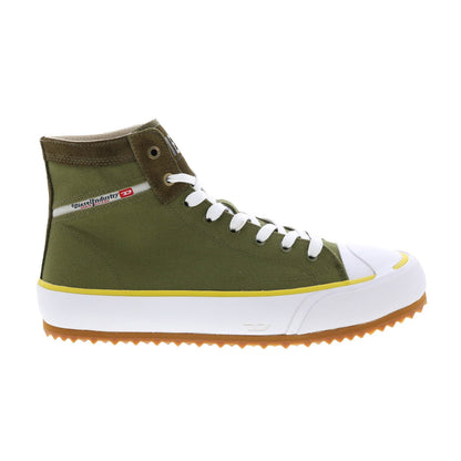 Diesel S-Principia Mid Mens Green Canvas Lace Up Lifestyle Sneakers Shoes